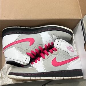 Jordan Women's Pink and White Sneakers